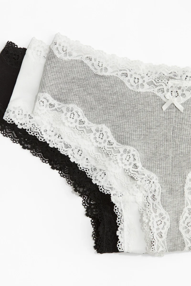اتش اند ام 3-pack cotton and lace hipster briefs
