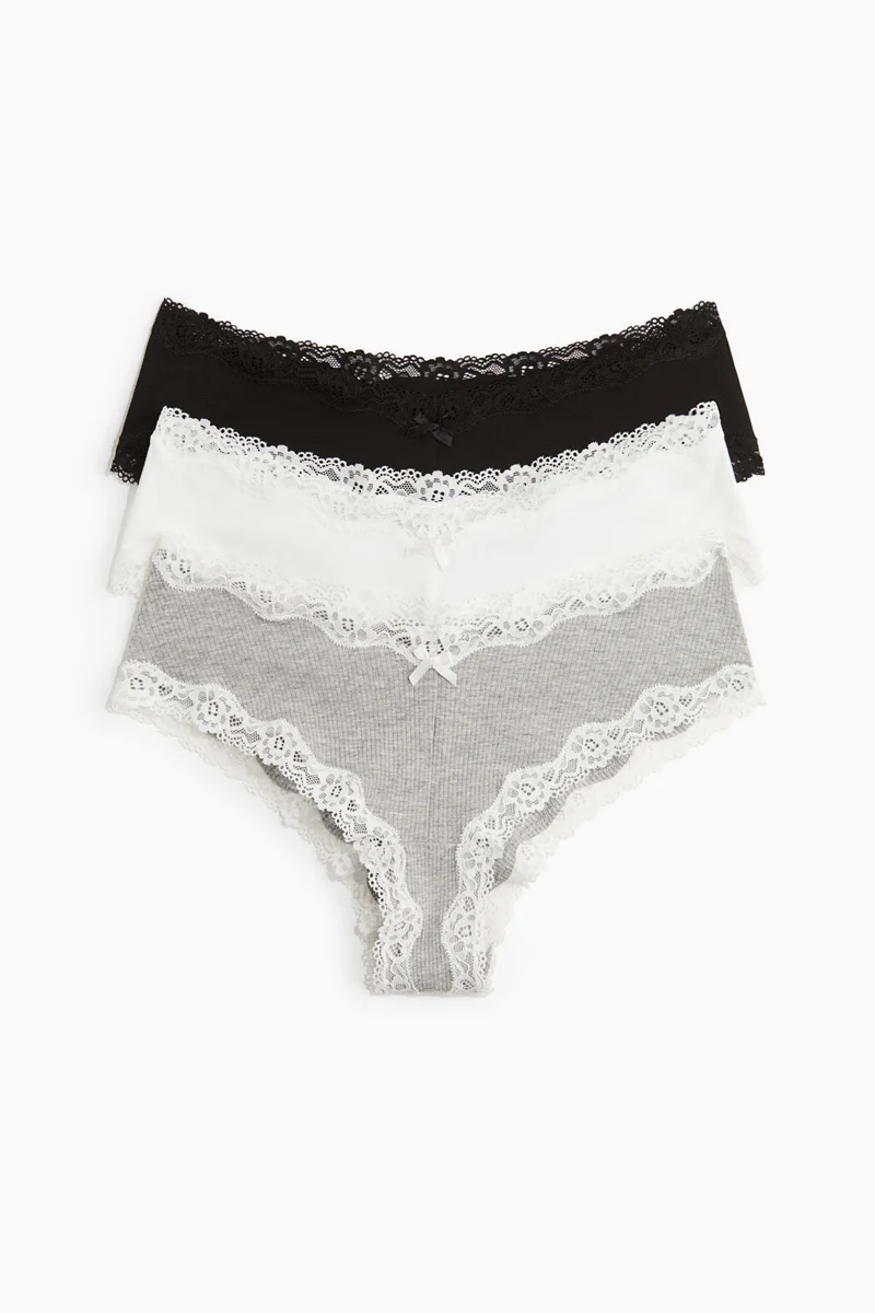 اتش اند ام 3-pack cotton and lace hipster briefs
