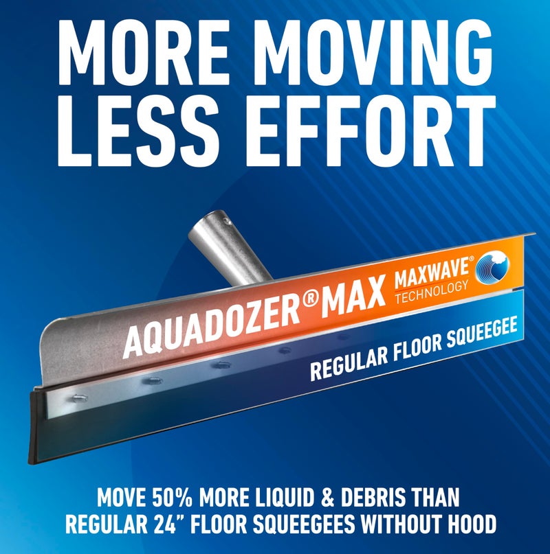 Unger Professional AquaDozer Max Kit, 24â€ Smooth Surface Straight Floor Squeegee and 48â€ Dual End Pole, Scrubber and Broom for Clean and Dry Concrete Floors and Asphalt - Image 4