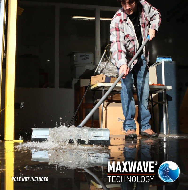 Unger Professional AquaDozer Max Kit, 24â€ Smooth Surface Straight Floor Squeegee and 48â€ Dual End Pole, Scrubber and Broom for Clean and Dry Concrete Floors and Asphalt - Image 3