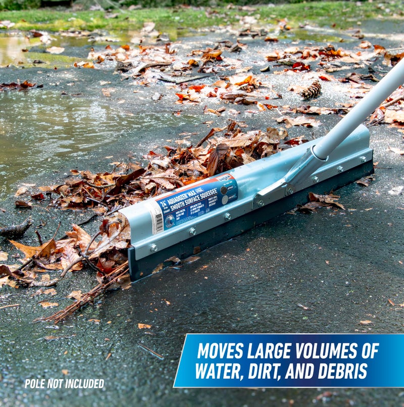 Unger Professional AquaDozer Max Kit, 24â€ Smooth Surface Straight Floor Squeegee and 48â€ Dual End Pole, Scrubber and Broom for Clean and Dry Concrete Floors and Asphalt - Image 2