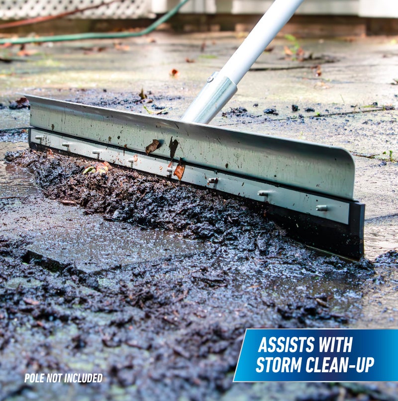 Unger Professional AquaDozer Max Kit, 24â€ Smooth Surface Straight Floor Squeegee and 48â€ Dual End Pole, Scrubber and Broom for Clean and Dry Concrete Floors and Asphalt - Image 5