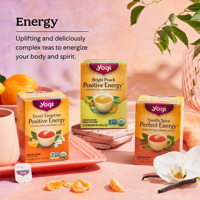 Yogi Sweet Tangerine Positive Energy Tea - 16 Tea Bags per Pack (4 Packs) - Organic Tangerine Energy Tea - Includes Black Tea Leaf, Yerba Mate Leaf, Ashwagandha Root & More - Image 5