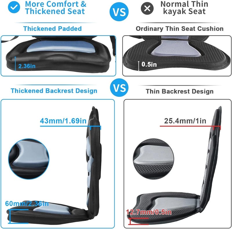 CLIO Kayak Seat Deluxe Padded Fishing Boat Seat Deluxe Sit-On-Top Canoe Seat Cushioned - Comfortable Backrest Support Universal Sit with Adjustable Back Strap Detachable Storage Bag - Image 5
