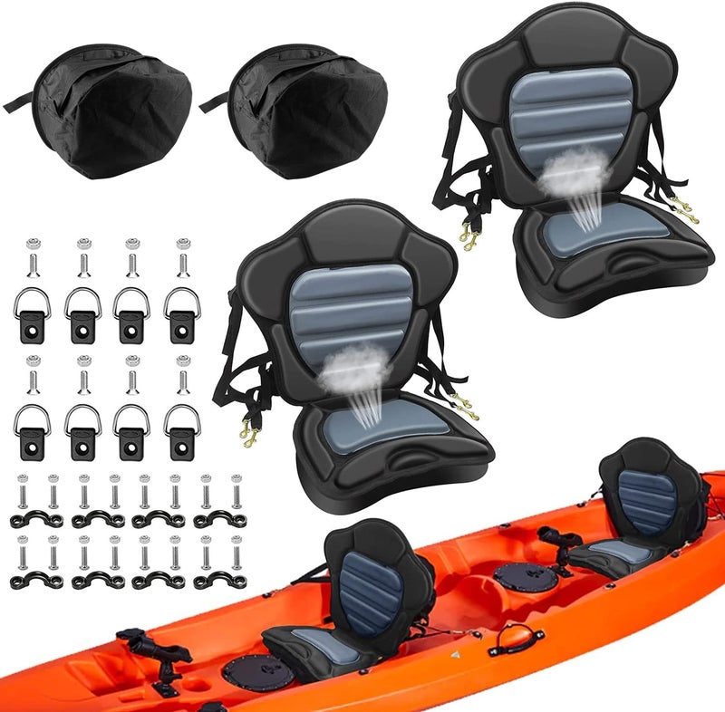 CLIO Kayak Seat Deluxe Padded Fishing Boat Seat Deluxe Sit-On-Top Canoe Seat Cushioned - Comfortable Backrest Support Universal Sit with Adjustable Back Strap Detachable Storage Bag - Image 1