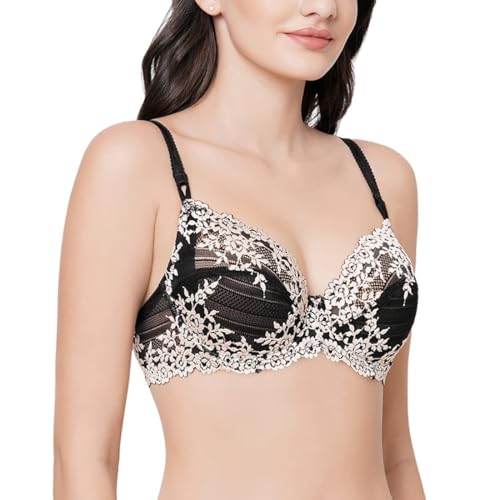 Wacoal Women’s Embrace Lace|Non Padded|Wired |3/4th Cup|Bridal Wear|Medium Coverage|Fashion Bra Black (34DD) - Image 4