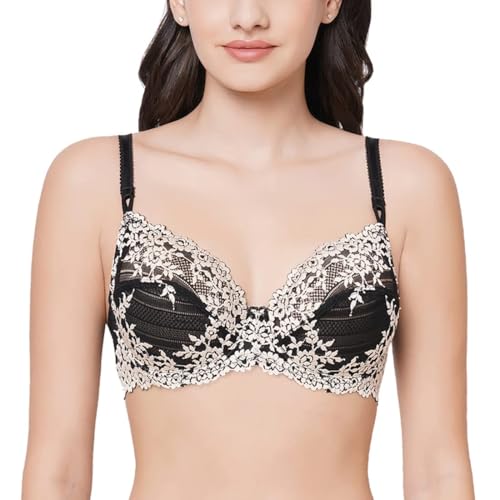 Wacoal Women’s Embrace Lace|Non Padded|Wired |3/4th Cup|Bridal Wear|Medium Coverage|Fashion Bra Black (34DD) - Image 1