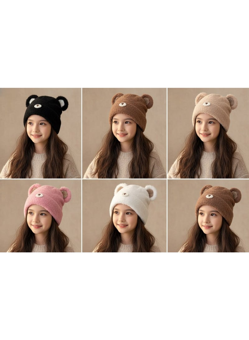 Cute Bear Winter Hat for Kids! Adorable and cute design with pop-out ears and a smiling bear face, suitable for boys and girls from infancy up to approximately 6 years old. Perfect for everyday outings or playing outdoors during winter. Easy to wear and gives your child a fun and adorable look. - Image 2