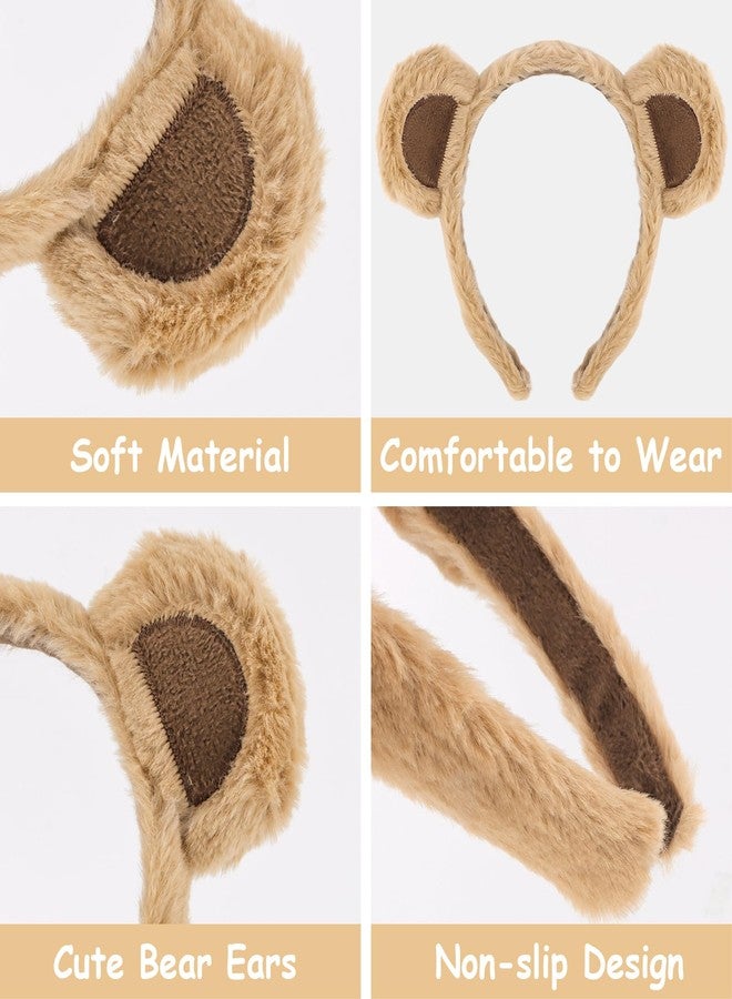 Vovii Bear Ears Headband for Women, Furry Animal Ears Headbands Hair Accessories for Adult Halloween Cosplay Costume（Brown - Image 3