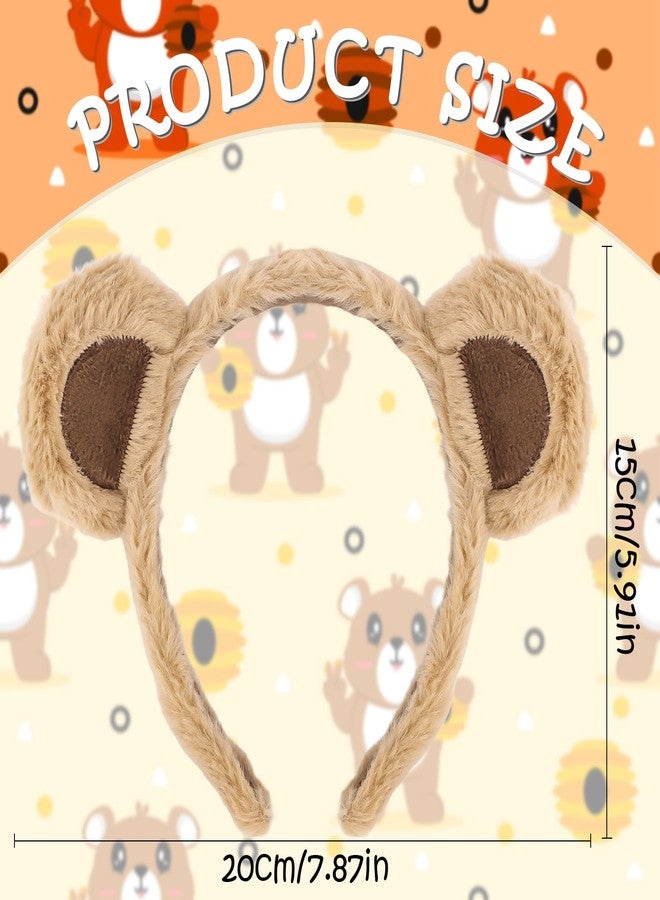 Vovii Bear Ears Headband for Women, Furry Animal Ears Headbands Hair Accessories for Adult Halloween Cosplay Costume（Brown - Image 2