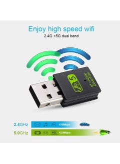 إيروريكس محول واي فاي بلوتوث ثنائي النطاق 2.4 5 جيجاهرتز USB لاسلكي خارجي استقبال ميني واي فاي دونجل للكمبيوتر المحمول المكتبي  - Image 4