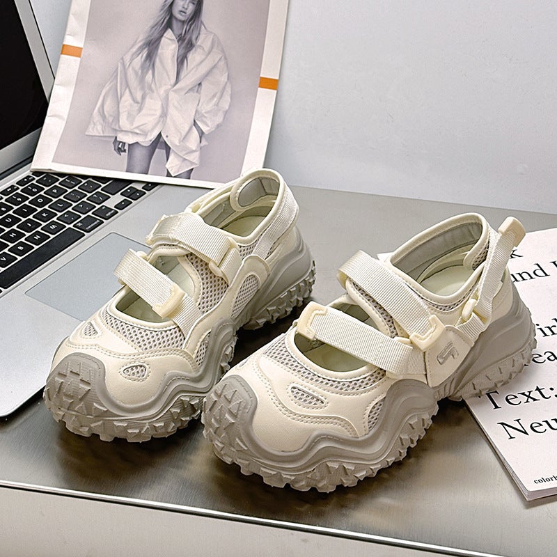 Xy-A277 Women'S Shoes Breathable Hollow White Shoes Sandals Velcro Mary Jane Thick Sole Soft Sole - Image 5