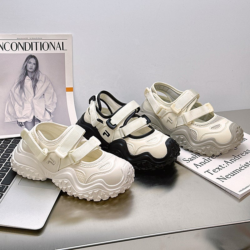 Xy-A277 Women'S Shoes Breathable Hollow White Shoes Sandals Velcro Mary Jane Thick Sole Soft Sole - Image 2