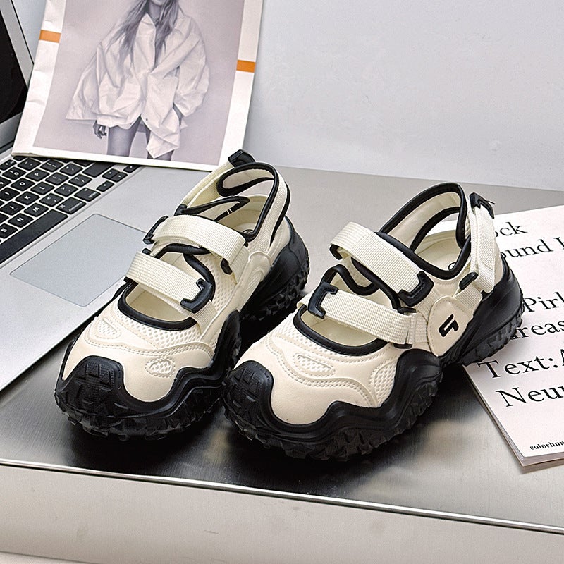 Xy-A277 Women'S Shoes Breathable Hollow White Shoes Sandals Velcro Mary Jane Thick Sole Soft Sole - Image 1