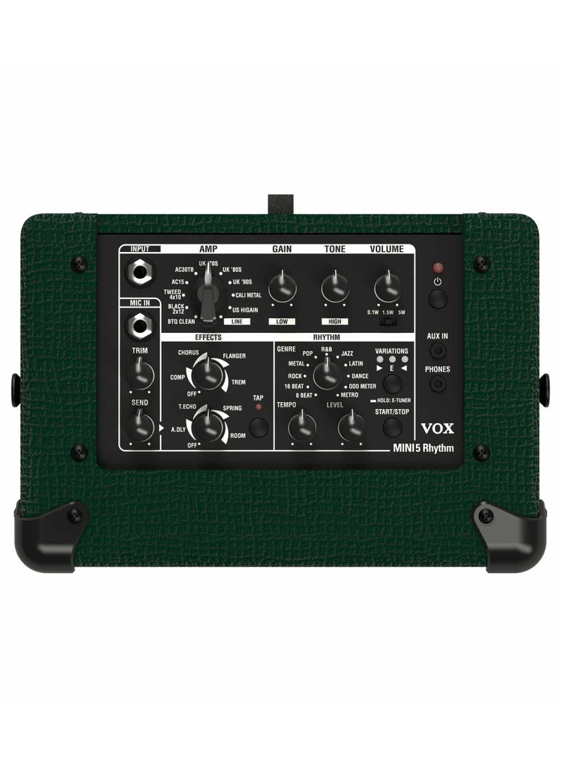 VOX MINI5-RM-BRG2 Mini Series Rhythm Guitar Combo Amp | 5W Digital Modeling | 11 Amp Models | 99 Rhythms | British Racing Green - Image 5