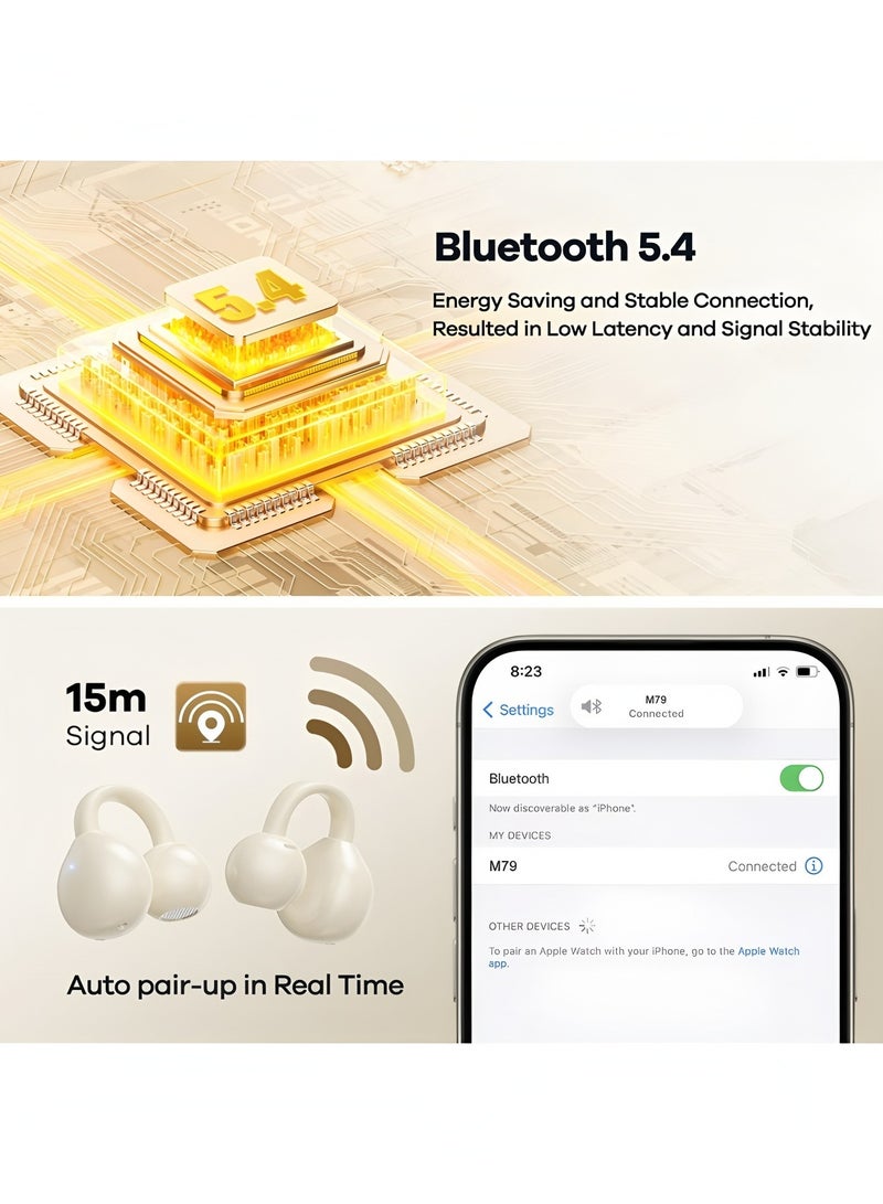 فليفيو سماعات أذن صغيرة مفتوحة الأذن لاسلكية تعمل بتقنية البلوتوث للتمرين الرياضي والقيادة والمشي والجري متوافقة مع أجهزة iPhone وAndroid - Image 2