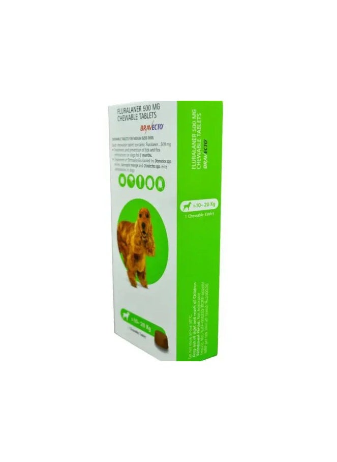 BRAVECTO - MSD | Bravecto Dog Chewable Tablet 10-20  Kg Tick and Flea Control 1 Tablet - Image 1