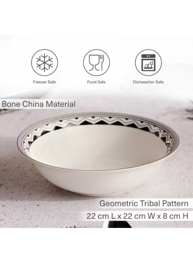 Pan Home mirage new bone china salad bowl dia22x8cm -black & white - Image 3