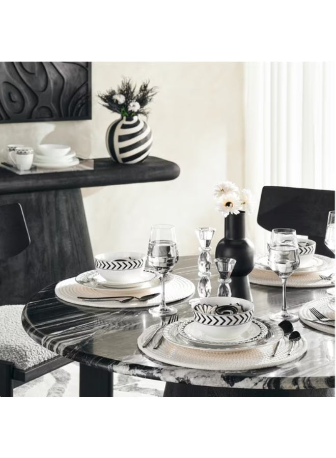 Pan Home mirage new bone china salad bowl dia22x8cm -black & white - Image 5