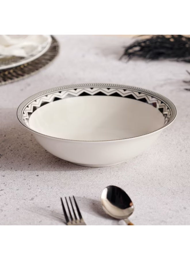 Pan Home mirage new bone china salad bowl dia22x8cm -black & white - Image 1