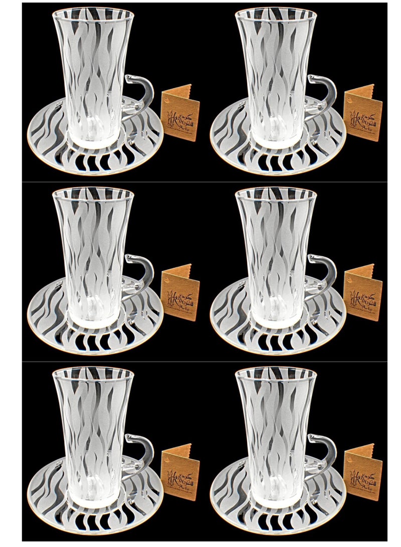 KuduArts Tea cups with saucer glass 6 pieces - Image 1