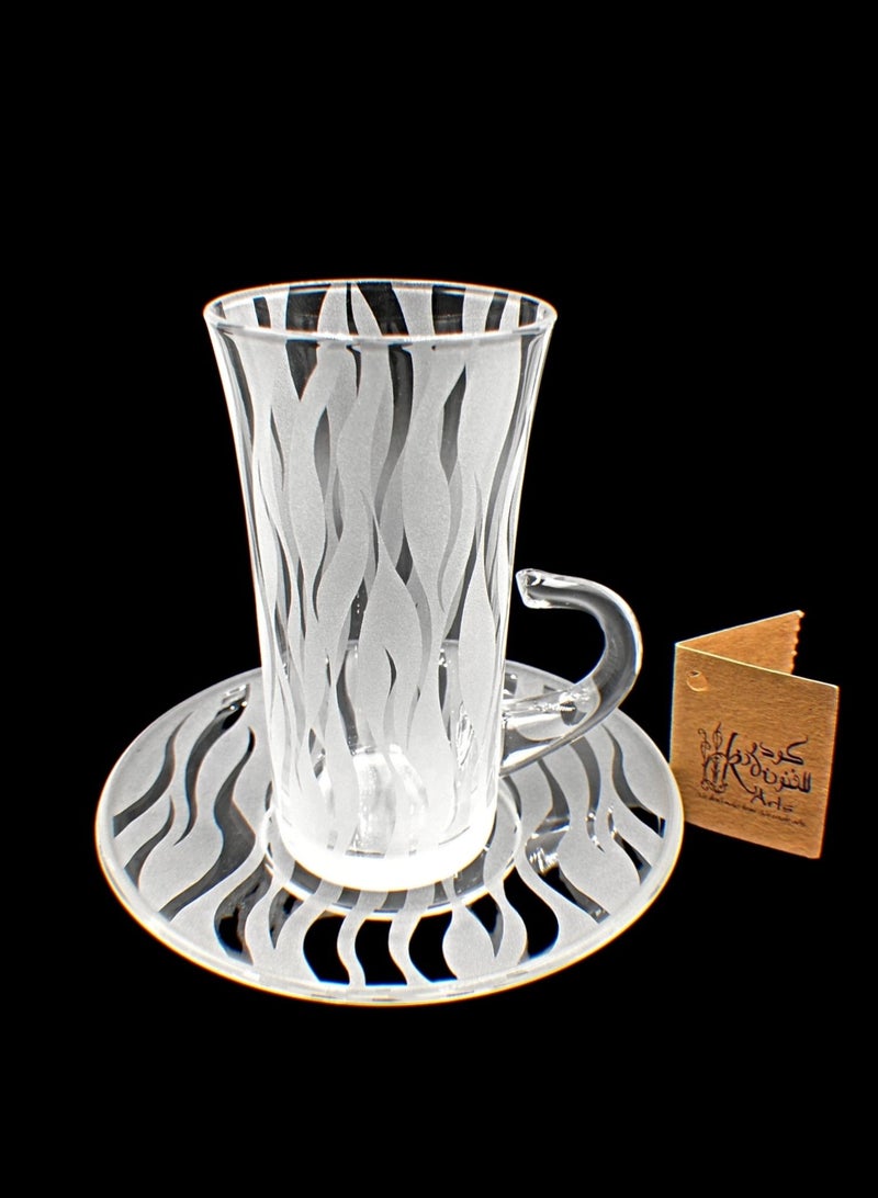 KuduArts Tea cups with saucer glass 6 pieces - Image 2