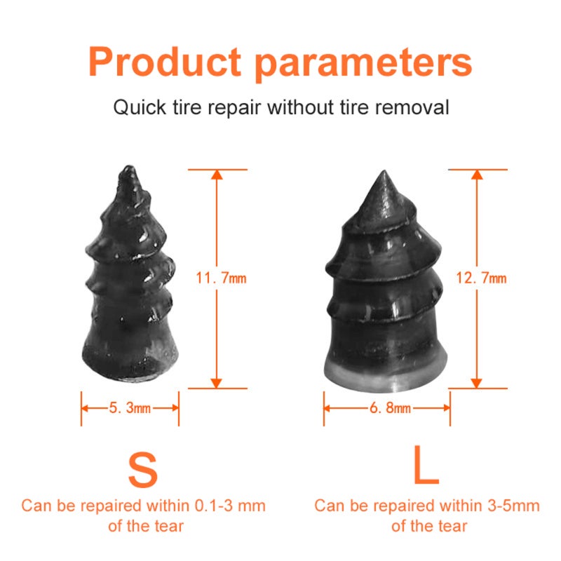 Tire Repair Nail: Large Size - High Temperature Resistant Rubber Tire Plug for Automotive Motorcycle Truck Bus Agricultural Tire Puncture Fix - Image 2