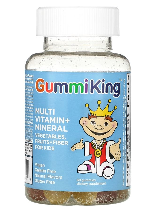 GummiKing Multi Vitamin + Mineral Vegetables Fruits + Fiber For Kids 60 Gummies 