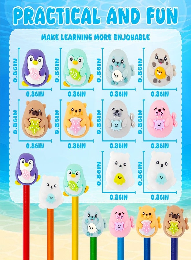 Inn Diary 20 pcs Ocean Animal Pencil Topper Erasers for Kids Classroom Prizes, 3D Funny Pencil Top Erasers for Kids Class Treasure Box,Game Rewards,Party Favors, Non-Removable - Image 2