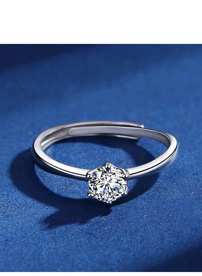 ممتاز 2 قيراط مويسانيتي خاتم زفاف النساء، S925 مطلي بالذهب الأبيض، حجم قابل للتعديل، صندوق الهدايا الفاخر، جاهز للهدايا - Image 3