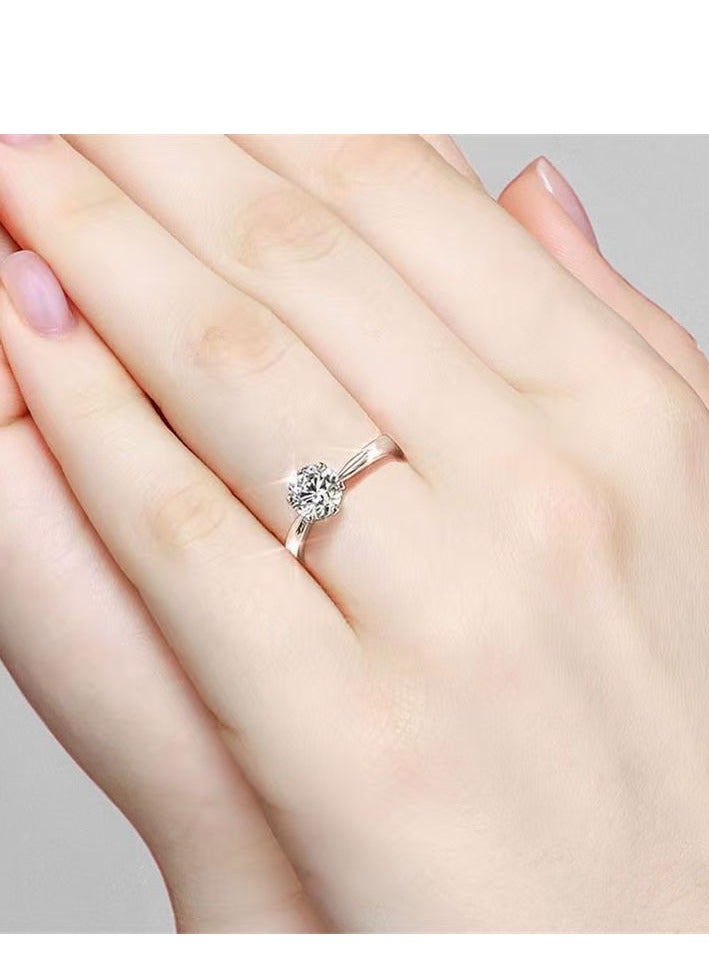 ممتاز 2 قيراط مويسانيتي خاتم زفاف النساء، S925 مطلي بالذهب الأبيض، حجم قابل للتعديل، صندوق الهدايا الفاخر، جاهز للهدايا - Image 5