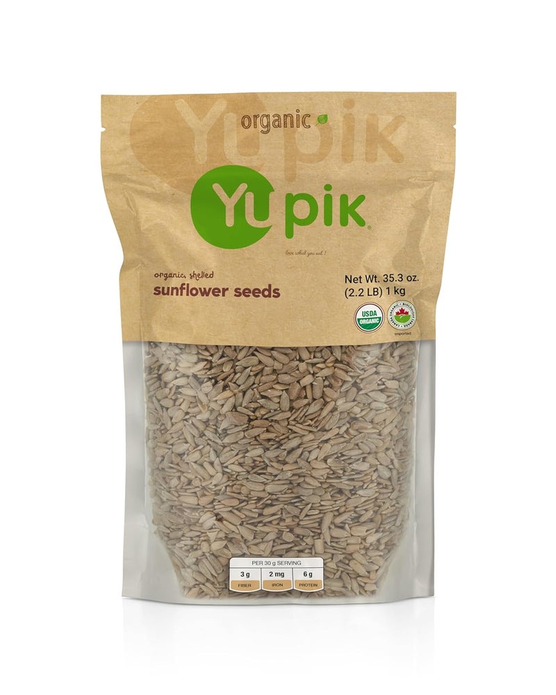 Yupik Organic Sunflower Seeds, No Shell, 2.2 lb (35.2 oz), Non-GMO, Vegan, Gluten-Free, Kosher, Raw Seeds, Salt-Free, Oil-Free, Source of Fiber & Iron, Healthy Snack, Ideal for Baking & Topping - Image 1