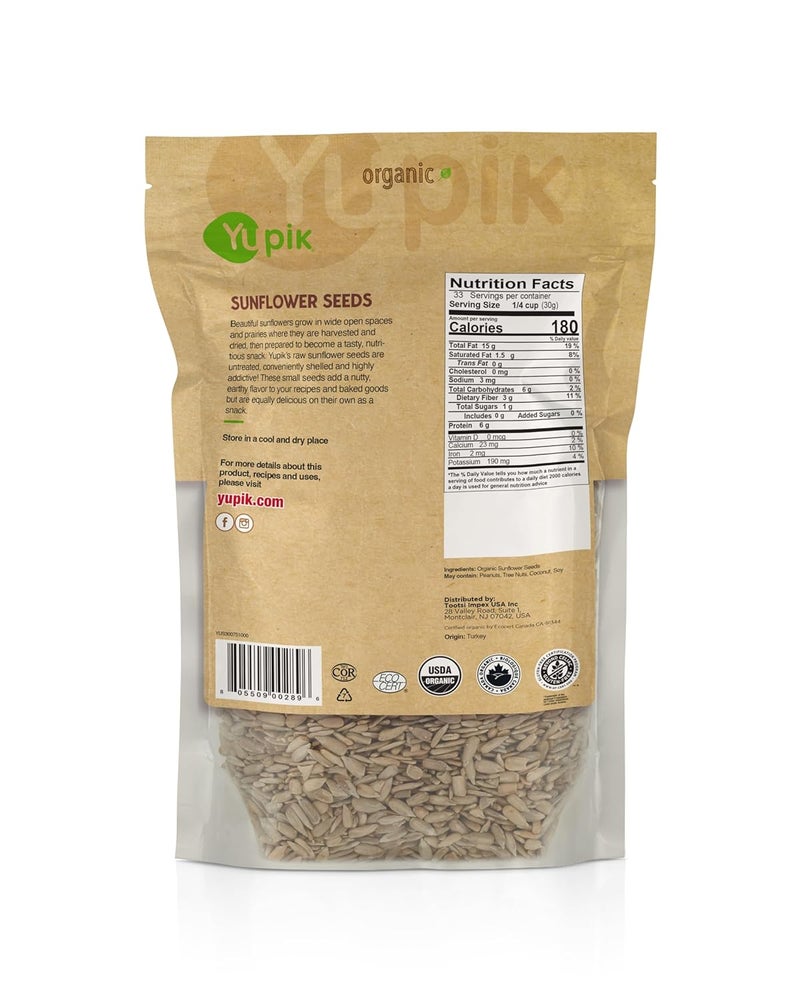 Yupik Organic Sunflower Seeds, No Shell, 2.2 lb (35.2 oz), Non-GMO, Vegan, Gluten-Free, Kosher, Raw Seeds, Salt-Free, Oil-Free, Source of Fiber & Iron, Healthy Snack, Ideal for Baking & Topping - Image 2
