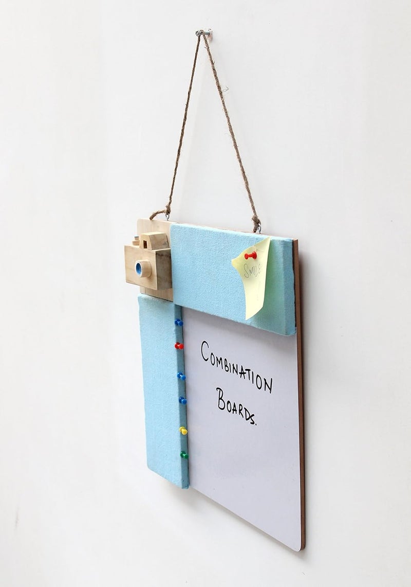 IVEI Wood Combination Board with Pin Board & Whiteboard Best Gift for Home, Office, School | Office Wall Accessories | Utility Boards (Camera - Blue) - Image 5