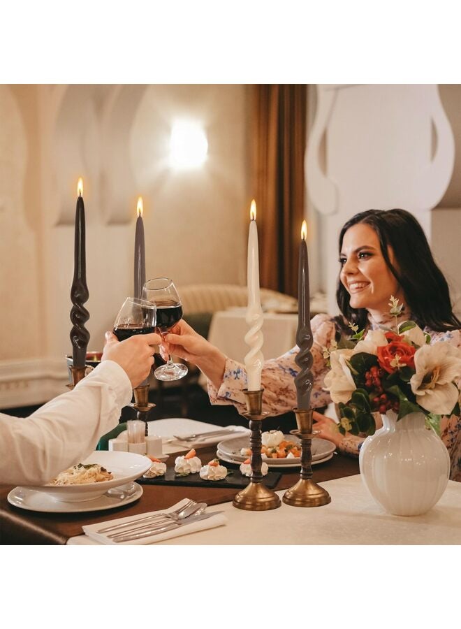 Candlesticks Colored Candle Sticks - Set of 2 Twisted Taper Candles Long Spiral Taperd Candles 9.5 Inch Tall for Home Holiday Wedding Women Gifts(GradationBrown) - Image 2