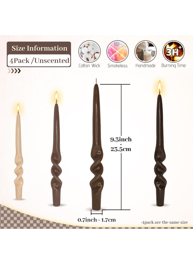 Candlesticks Colored Candle Sticks - Set of 2 Twisted Taper Candles Long Spiral Taperd Candles 9.5 Inch Tall for Home Holiday Wedding Women Gifts(GradationBrown) - Image 5
