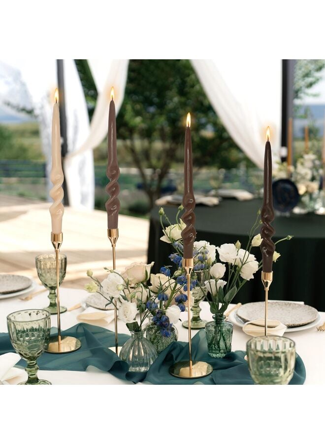 Candlesticks Colored Candle Sticks - Set of 2 Twisted Taper Candles Long Spiral Taperd Candles 9.5 Inch Tall for Home Holiday Wedding Women Gifts(GradationBrown) - Image 3