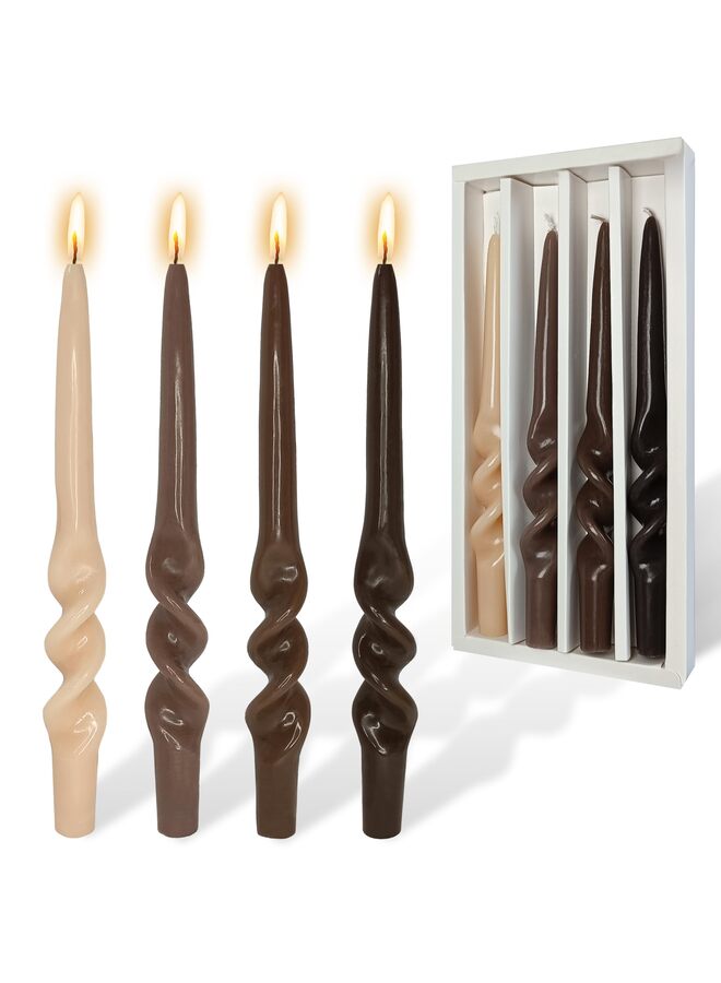 Candlesticks Colored Candle Sticks - Set of 2 Twisted Taper Candles Long Spiral Taperd Candles 9.5 Inch Tall for Home Holiday Wedding Women Gifts(GradationBrown) - Image 1