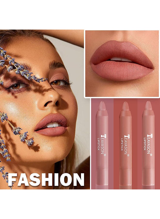 TEAYASON 3PCS Nude Lipstick Set Matte Lip Stick Waterproof Long Lasting Lipstick Non Stick Cup Velvet Lip Gloss Lip Stain Professional Lip Makeup Matte Lipstick - Set B  - Image 5