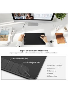Veikk VK1060PRO Graphic Drawing Tablet – 10x6 Inch Tablet with Double Dial Design, 8192 Pressure Levels, Battery-Free Pen  - Image 2
