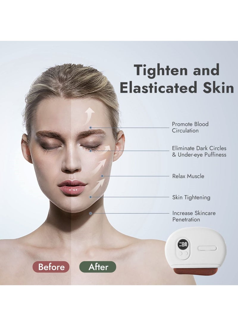 NIBEMINENT Gua Sha Facial Tools, Stone with Heat & Vibration,Face Massager Scraping Board Bian Stone,Guasha Tool for Face Anti-Aging,Wrinkle Removal,Skin Lift,Eye Puffiness - Image 2