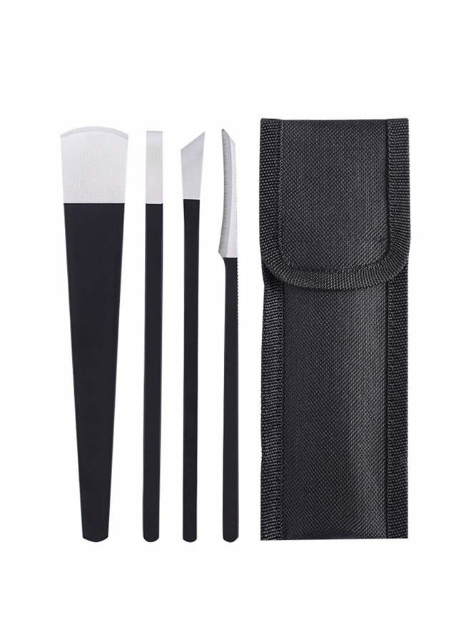 Luzen Pedicure Knife Set, 4Pcs Professional Stainless Steel Ingrown Toenail Knife Tools with Storage Bag Nail Knives Cuticle Remover for Feet Ingrown Toe Nail Correction Pedicure Tools Kit - Image 1