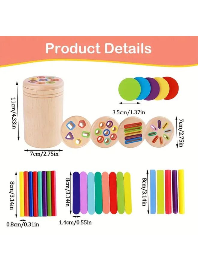 Wooden 4 In 1 Color Sorting And Shape Recognition Toy With Cover Educational Activity - Image 3