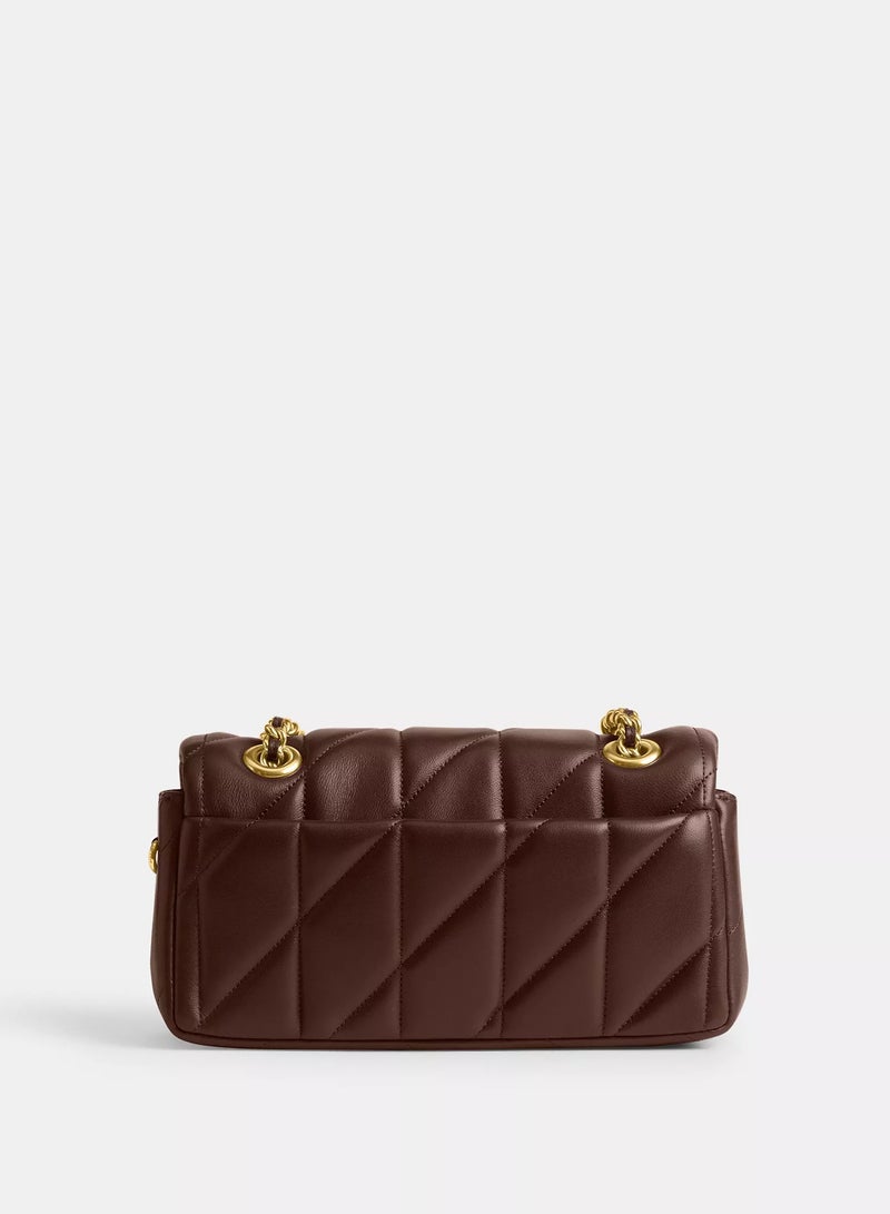 حقيبة كتف تابي 20 مع وسادة مبطنة، حقيبة كتف نسائية، حقيبة توت نسائية، حقيبة يد نسائية، حقيبة كروس نسائية، محفظة نسائية، حقيبة سفر نسائية، بني غامق - 20 سم