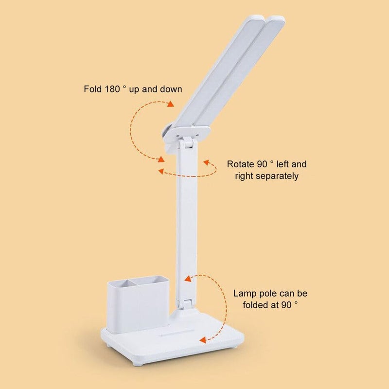 JILMAJ 3 Colour Mode LED StudyTableDesk Lamp with Pen Holder Reading Light with USB RechargeableAdjustable BrightnessFlexible Study Table for Students - Image 2