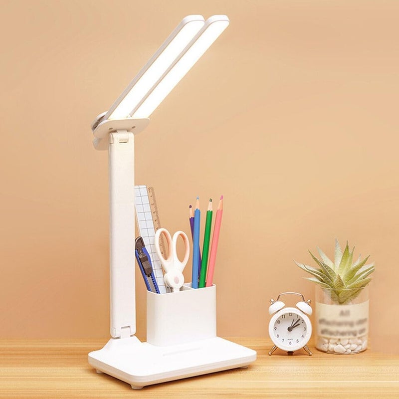 JILMAJ 3 Colour Mode LED StudyTableDesk Lamp with Pen Holder Reading Light with USB RechargeableAdjustable BrightnessFlexible Study Table for Students - Image 1