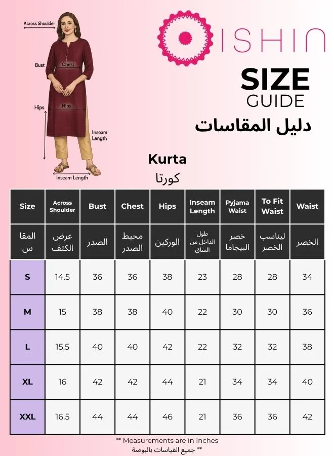 ISHIN Women's Pink Polyester Blend Embellished Tunic Straight Fit Kurta