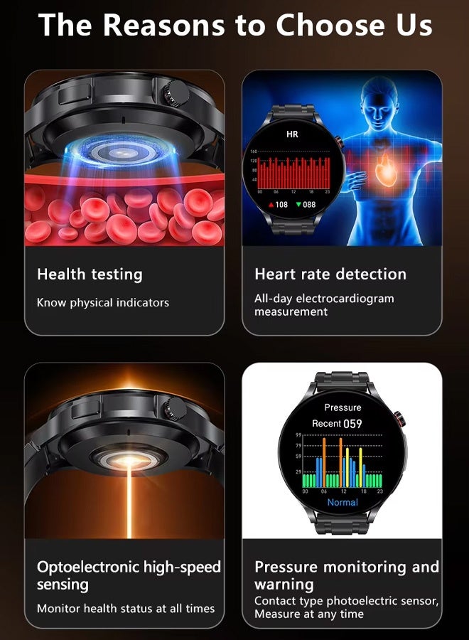 Smart watch for body detection with Bluetooth calling function (answer/make calls), fitness tracking watch with sleep monitoring function, suitable for iPhone/Android, IP68 waterproof - Image 2