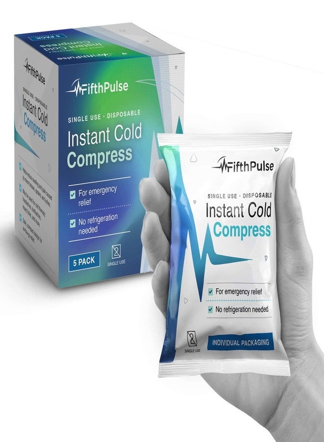 FifthPulse Disposable Instant Ice Packs 5 Pack - 5 x 6 Cold Compress for Injuries, Swelling, Pain Relief, Soreness - No Refrigeration or Freezing Needed - First Aid Kit Emergency Cold Packs - Image 1