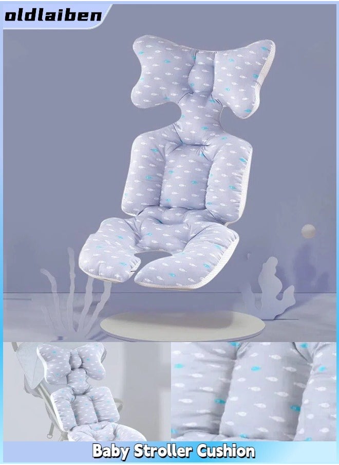 oldlaiben Baby Stroller Seat Cushion, Breathable Stroller Seat Liners, Universal Cartoon Baby Seat Pad, Baby Seat Pad Liner, Soft Baby Seat Pad Liner for Stroller, For Newborn, Infant or Toddler, For Carriage, Bassinet Pram（River fish）  - Image 1